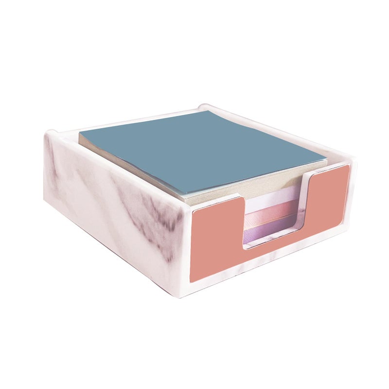 Supfoxer Marble White Sticky Notes Holderï¼ŒMemo Sticky Holder for 3" x 3" Adhesive notepads Storage Tray Despensers Office Desk Accessories Suppplies - Image 1